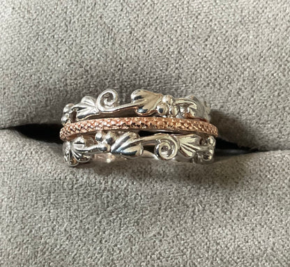 Clogau Am Byth Diamond ring size J silver and rose gold RRP £500