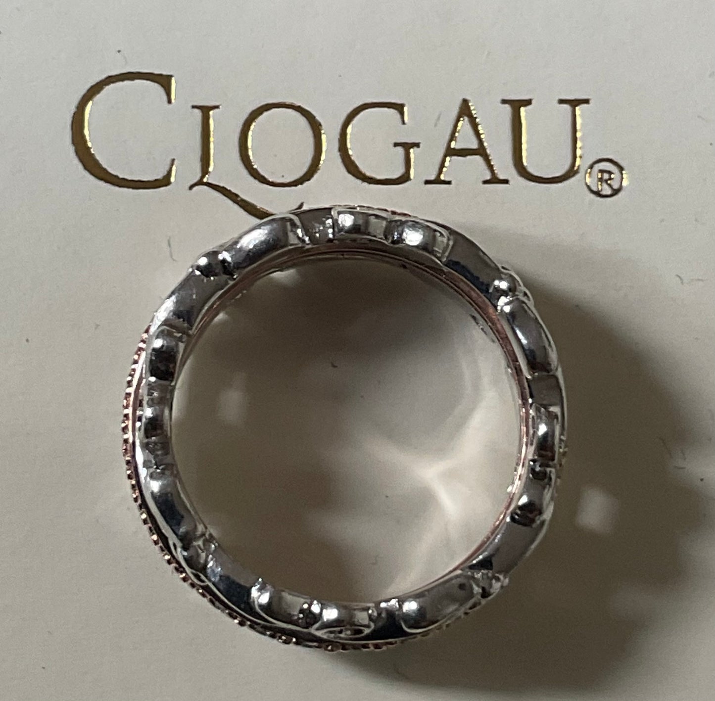 Clogau Am Byth Diamond ring size J silver and rose gold RRP £500