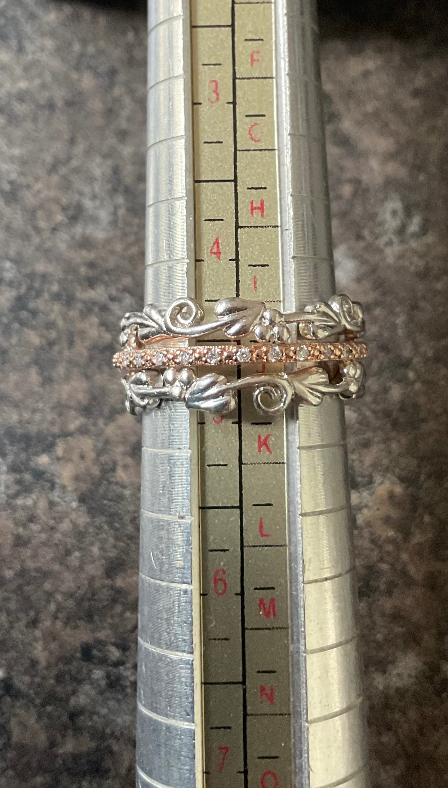 Clogau Am Byth Diamond ring size J silver and rose gold RRP £500