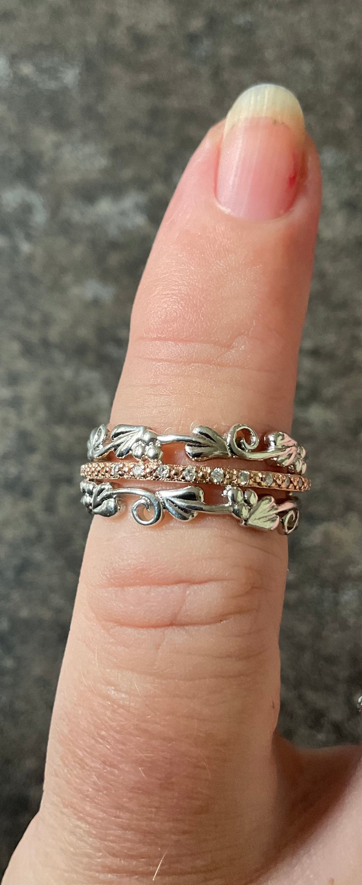 Clogau Am Byth Diamond ring size J silver and rose gold RRP £500