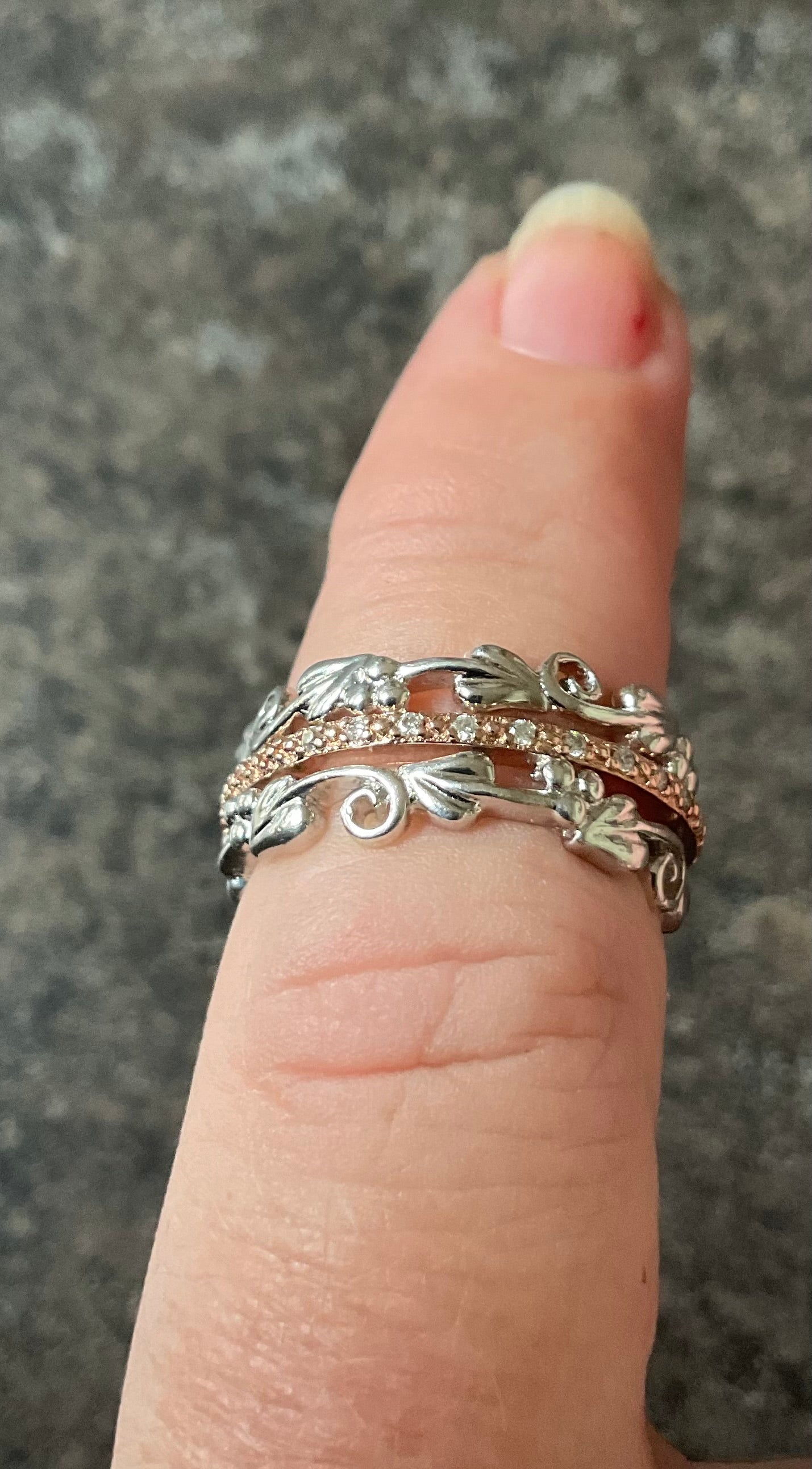 Clogau Am Byth Diamond ring size J silver and rose gold RRP £500