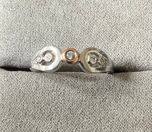 Clogau Royal Crown Diamond ring size L in silver & rose gold 2.68g