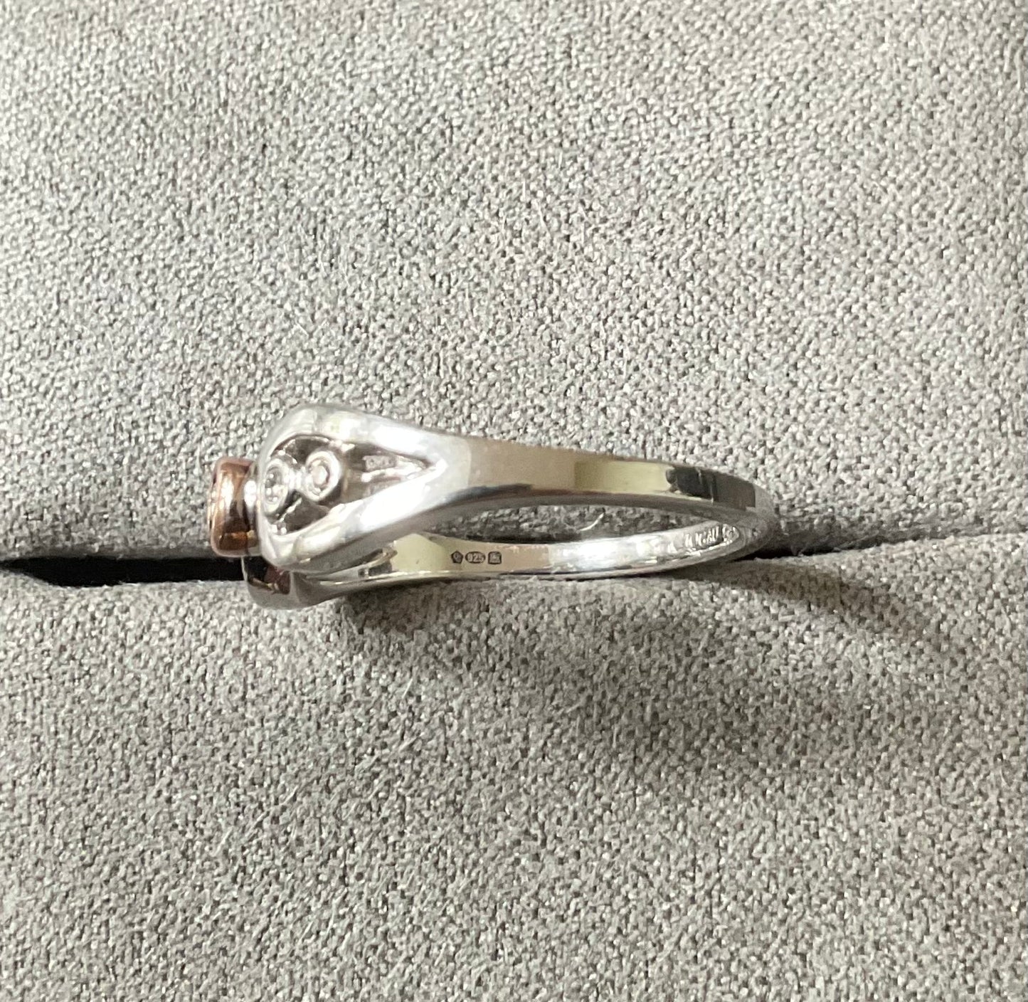 Clogau Royal Crown Diamond ring size L in silver & rose gold 2.68g
