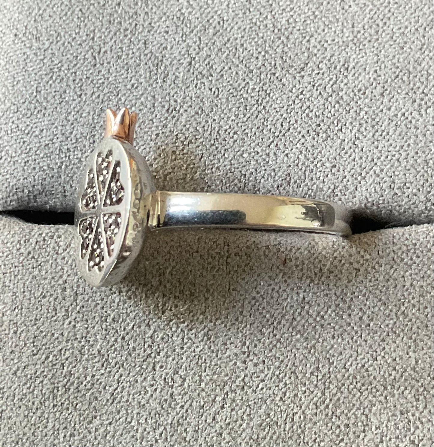 Clogau Garnet Pomegranate ring size M1/2-N silver & rose gold 5.24g