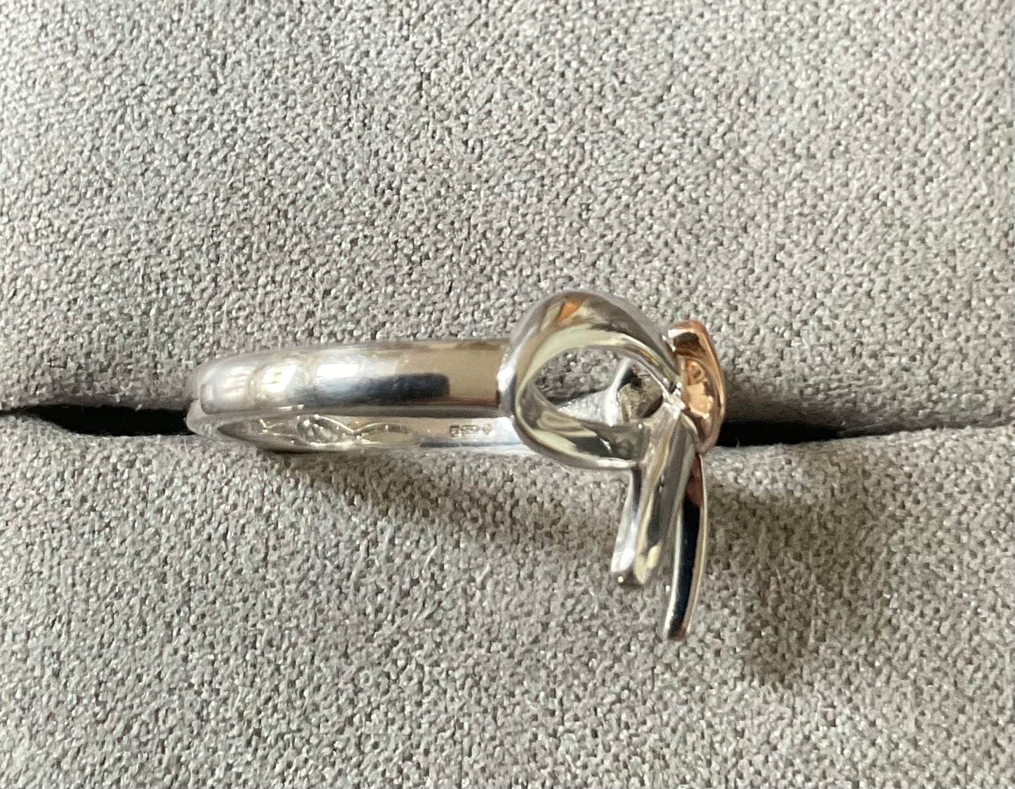 Clogau Tree of Life Diamond Bow ring size L silver & rose gold 2.34g