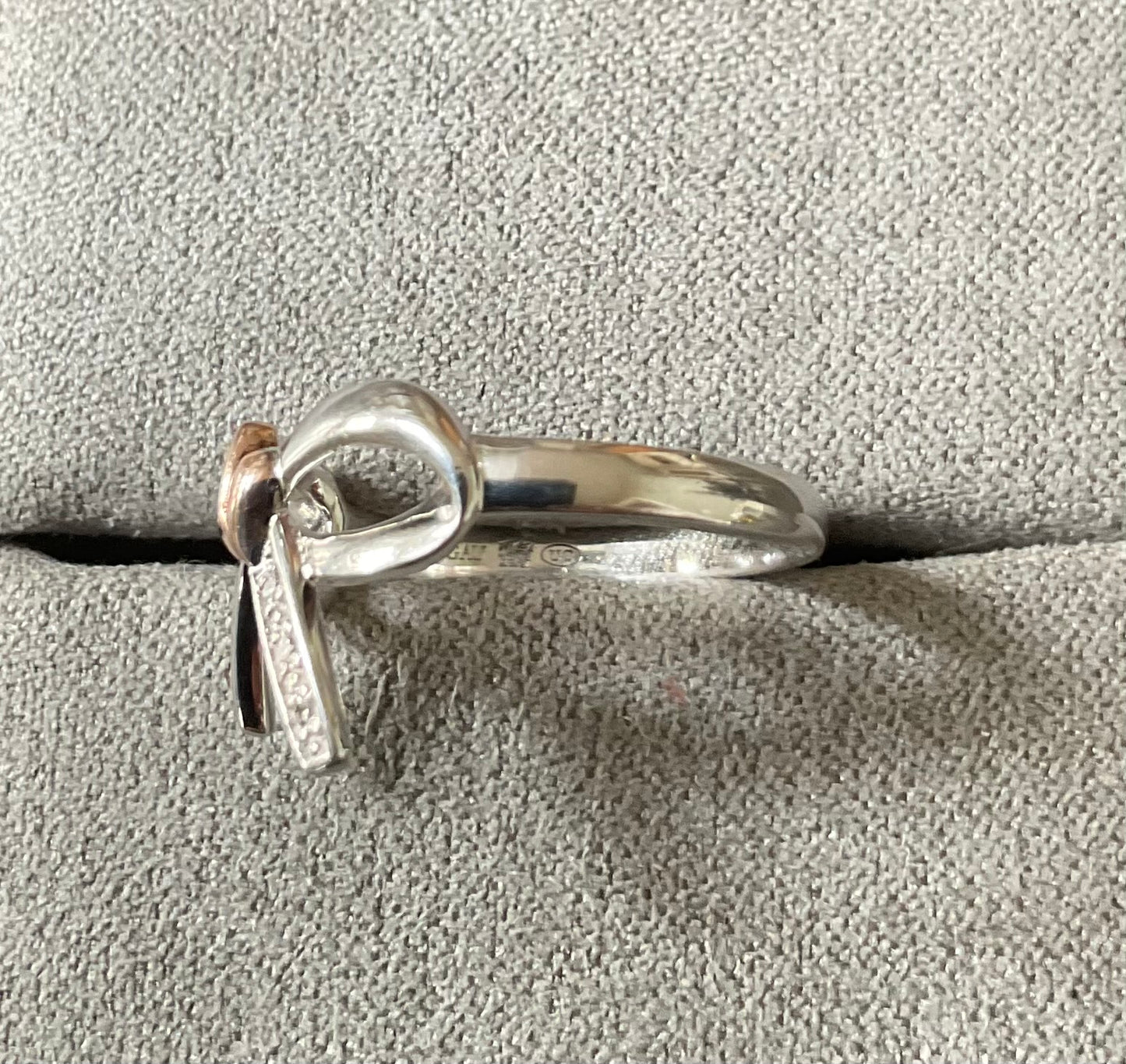 Clogau Tree of Life Diamond Bow ring size L silver & rose gold 2.34g