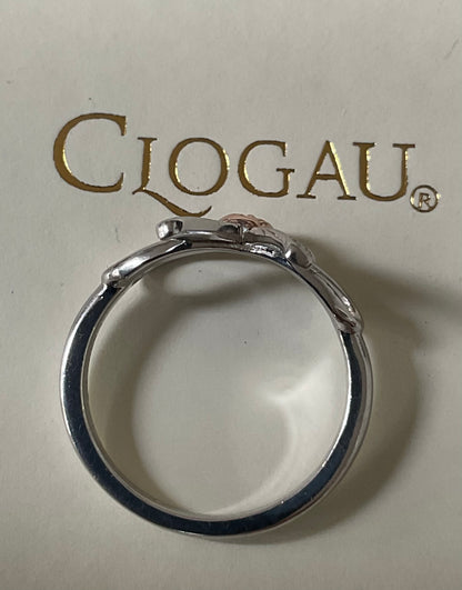Clogau Tree of Life Diamond Bow ring size L silver & rose gold 2.34g