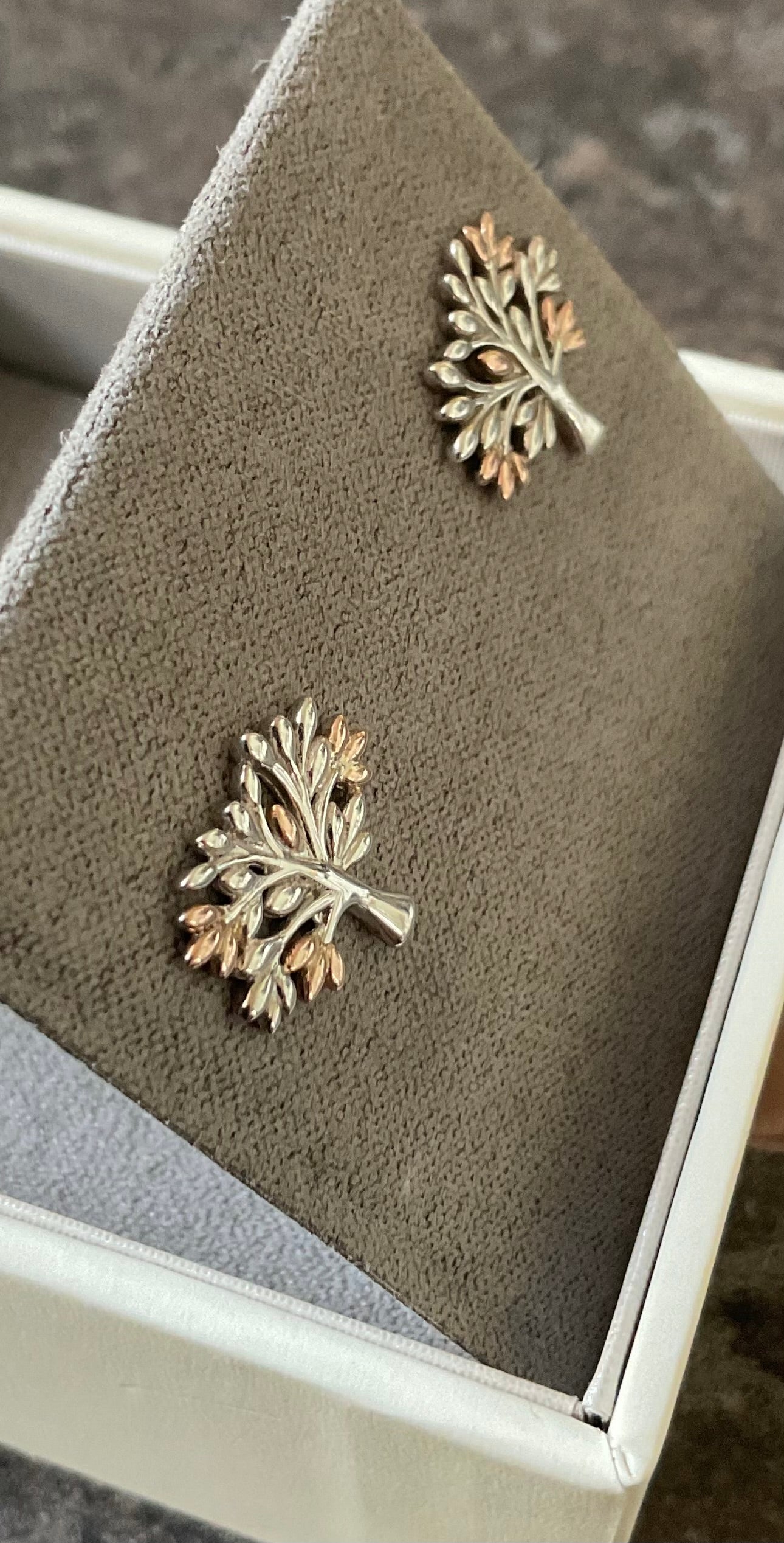 Clogau Tree of Life stud earrings in silver and rose gold