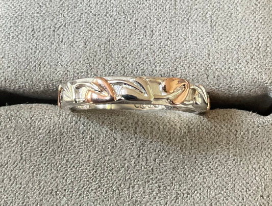 Clogau Tree of Life silver and rose gold ring size P 3.74g with cleaning cloth
