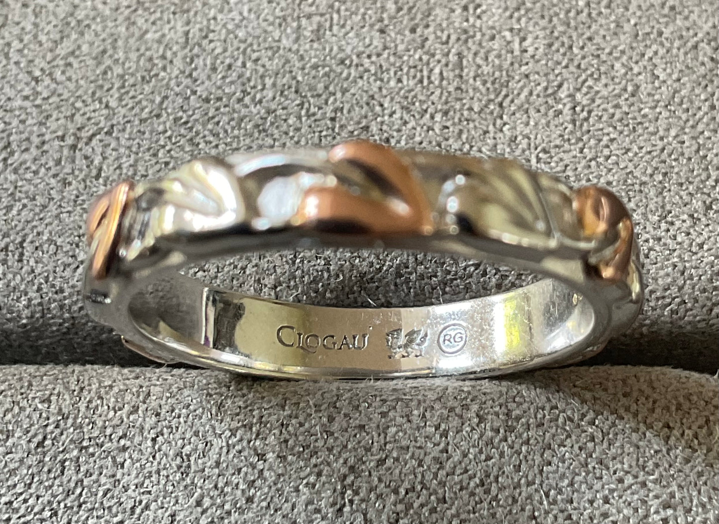 Clogau Tree of Life silver and rose gold ring size P 3.74g with cleaning cloth