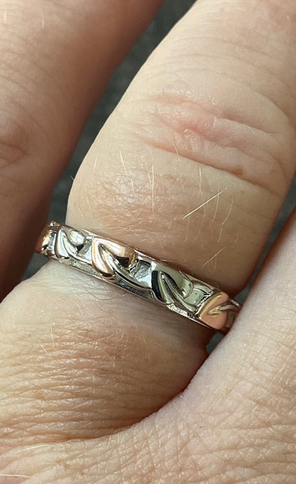 Clogau Tree of Life silver and rose gold ring size P 3.74g with cleaning cloth