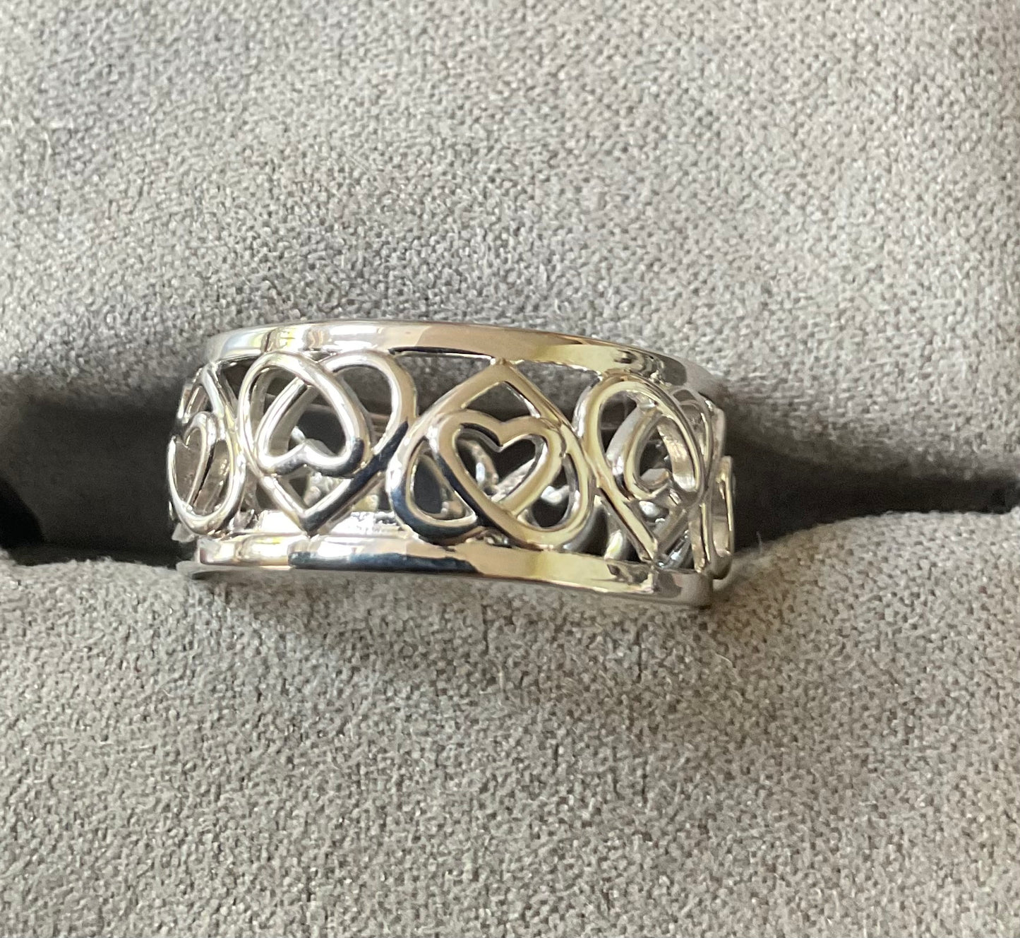 Clogau Celtic Hearts wide band ring in silver and rose gold size T