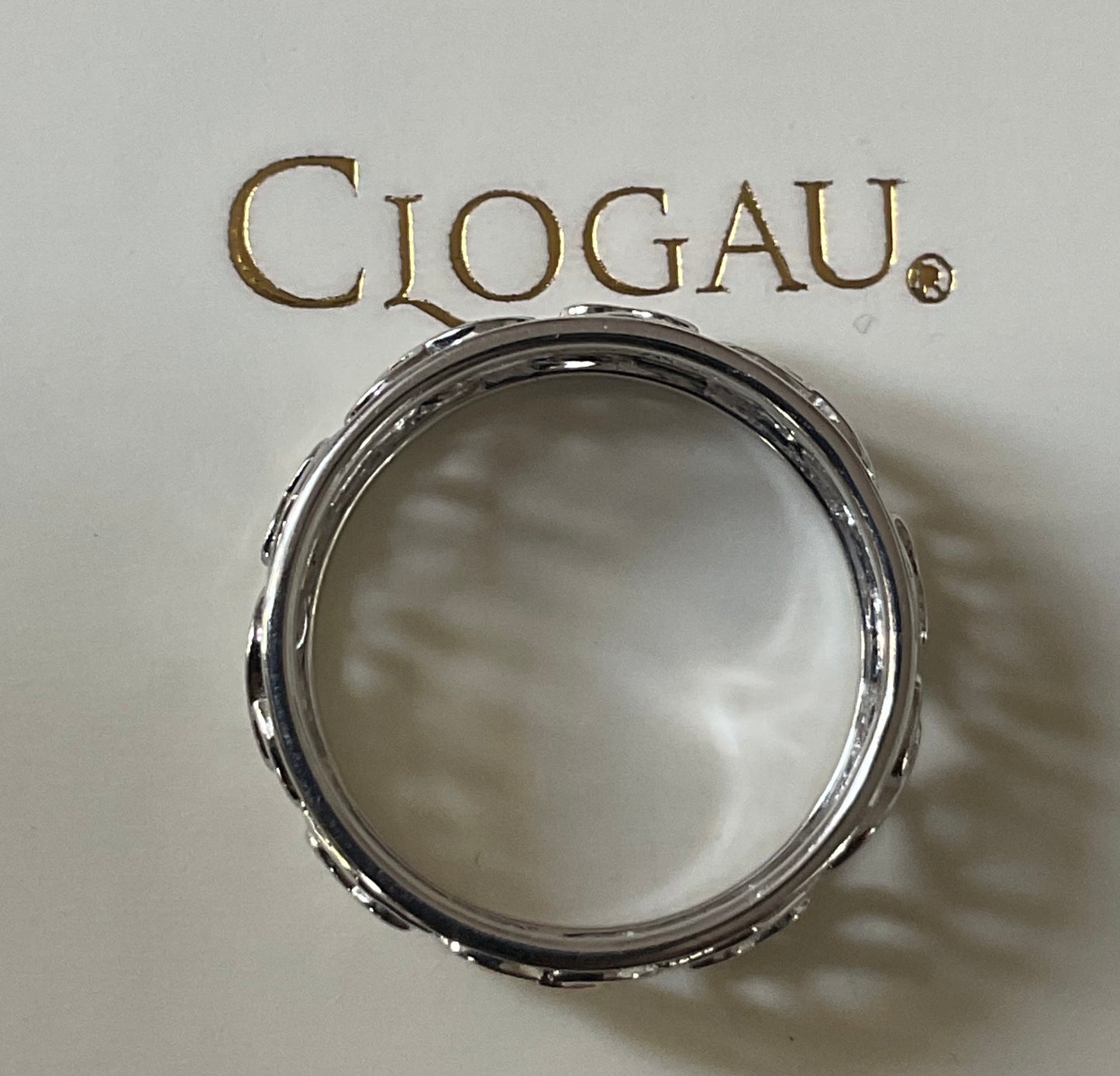 Clogau Celtic Hearts wide band ring in silver and rose gold size T