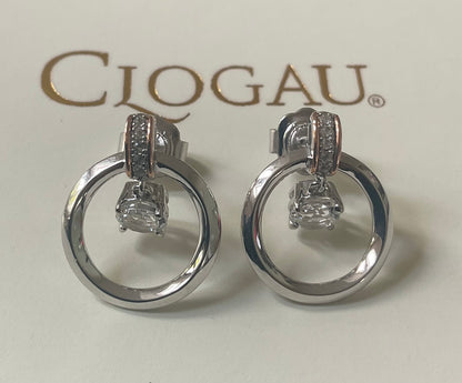 Clogau Shining Light White Topaz drop earrings in 925 silver and rose gold
