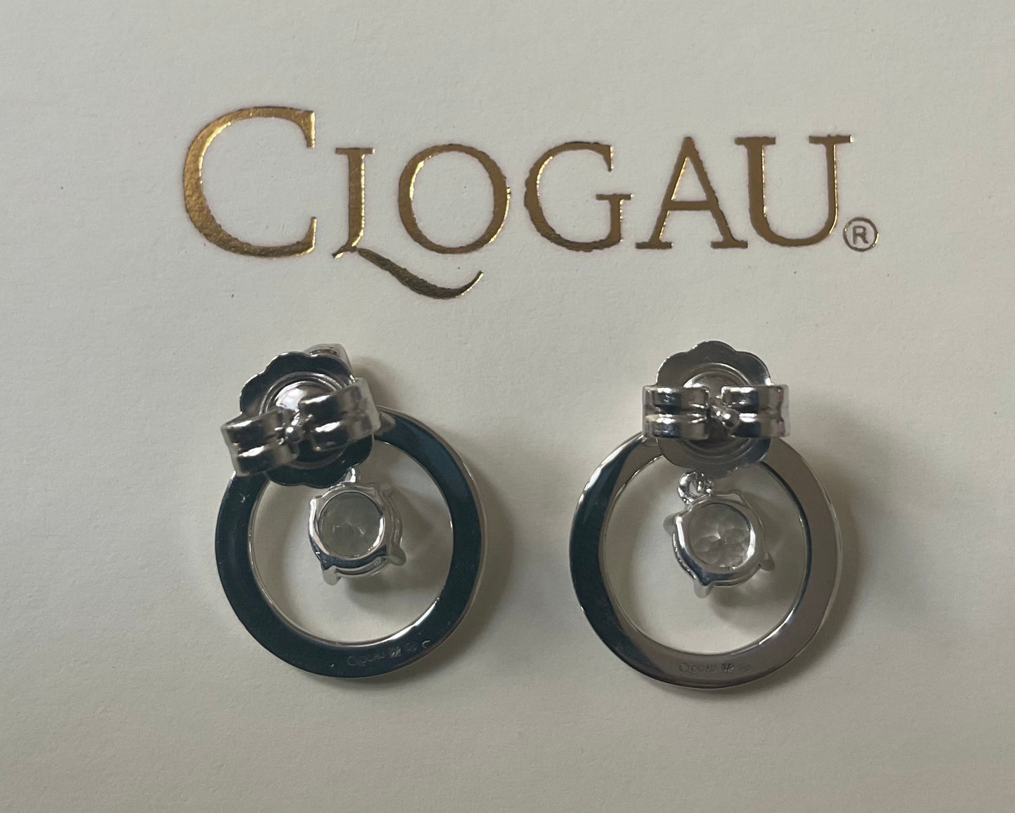 Clogau Shining Light White Topaz drop earrings in 925 silver and rose gold