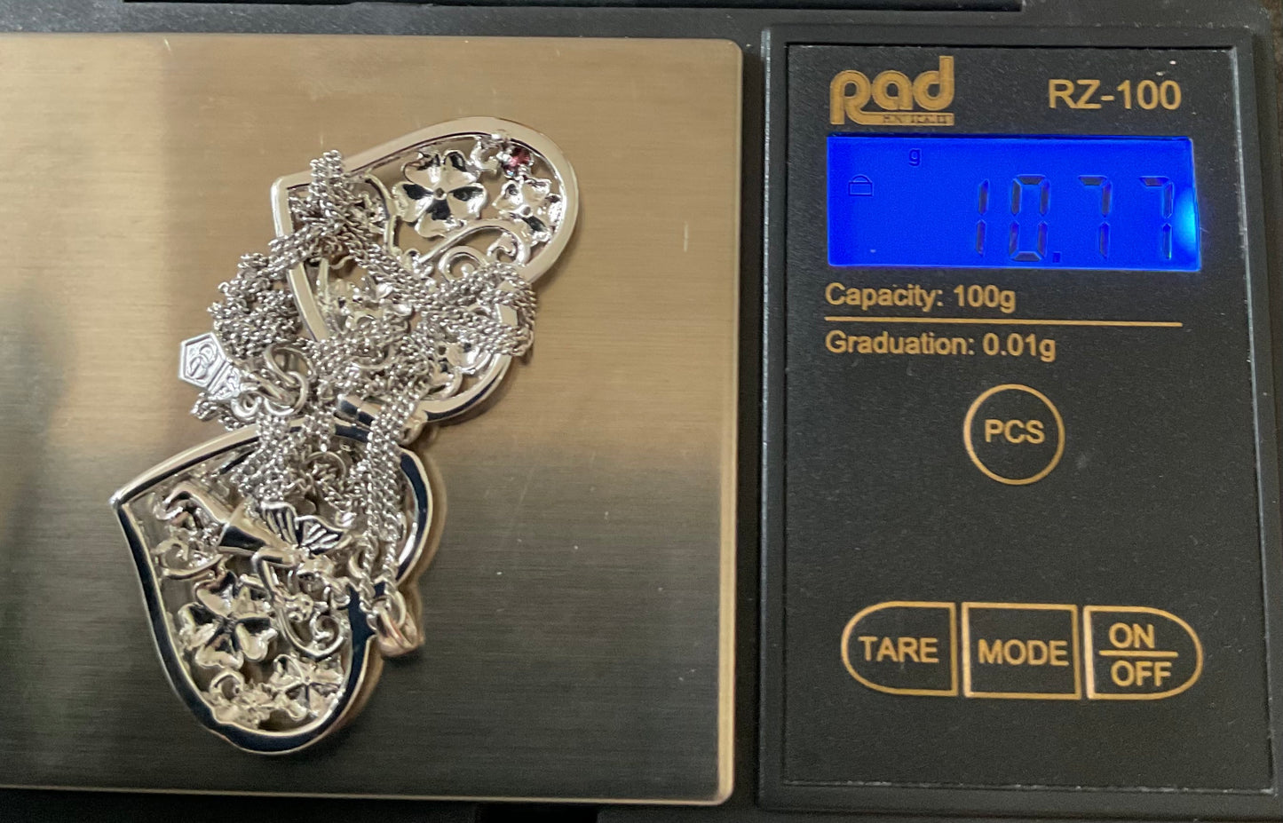 Clogau Peridot Flower Fairy Large Heart Locket pendant necklace in silver and rose gold 18-22” Rare!