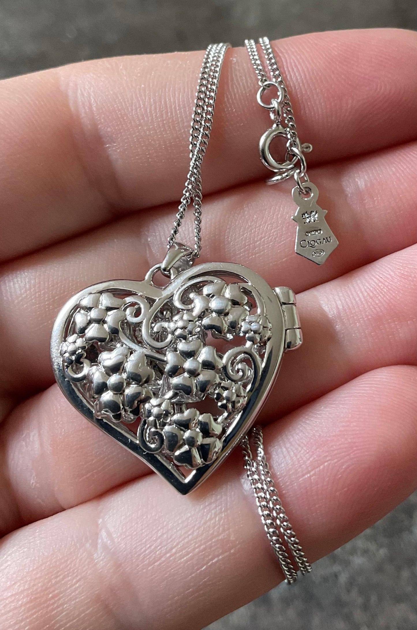 Clogau Peridot Flower Fairy Large Heart Locket pendant necklace in silver and rose gold 18-22” Rare!