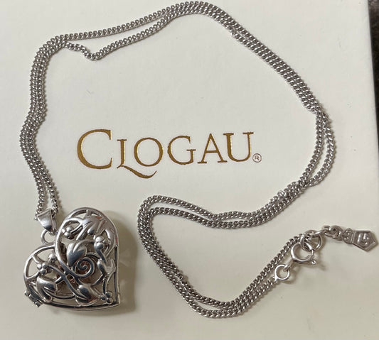 Clogau Hanging Heart Tree of Life Locket Pendant necklace 18” silver and rose gold