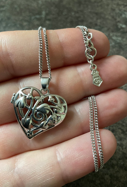 Clogau Hanging Heart Tree of Life Locket Pendant necklace 18” silver and rose gold