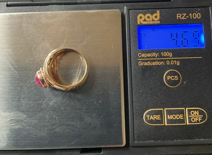 Vintage Clogau Ruby Cabochon St. David’s Celtic band ring size K1/2 yellow and rose gold 1996