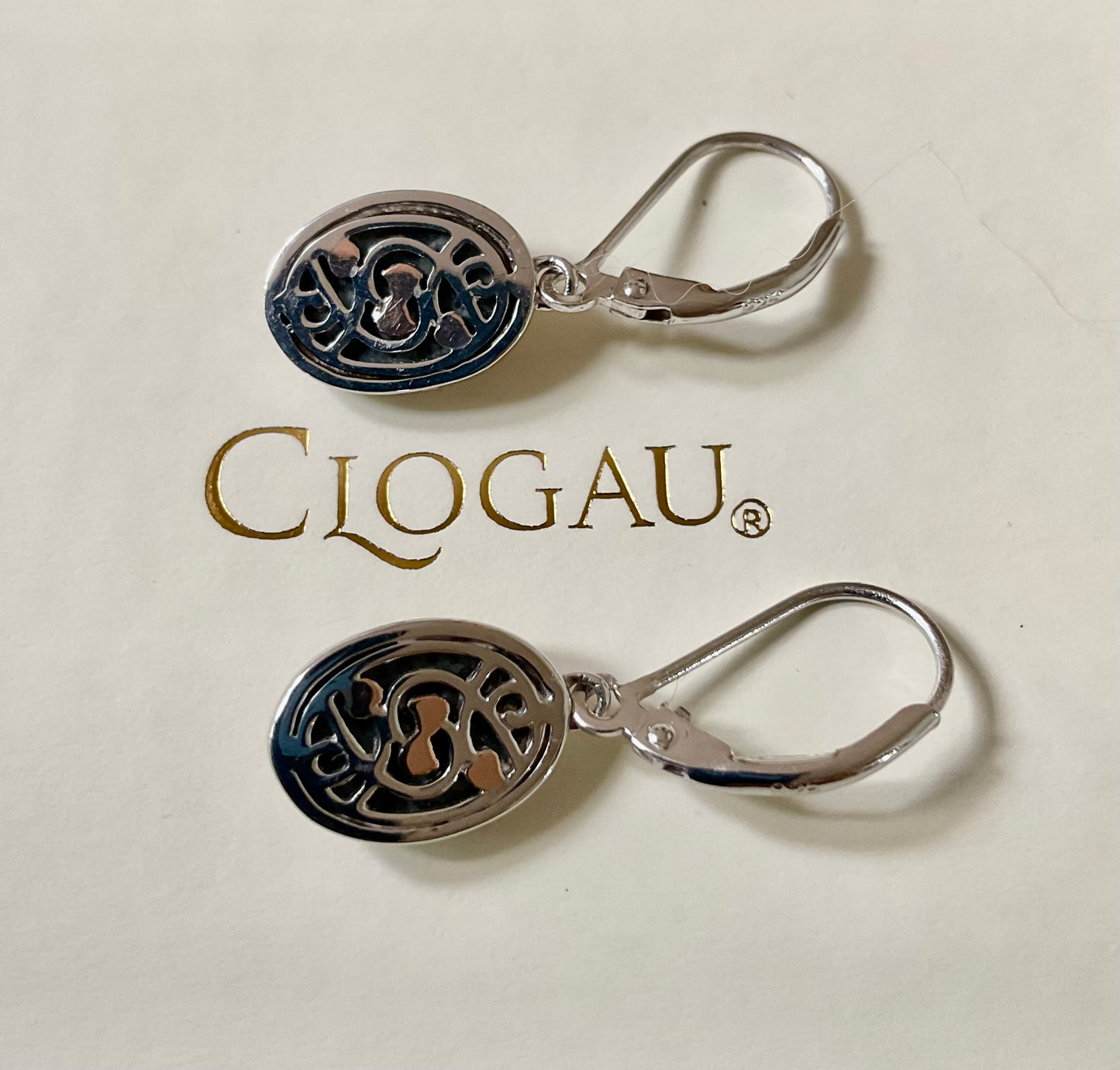 Clogau Heart of Wales Preseli Bluestone drop earrings in silver and rose gold