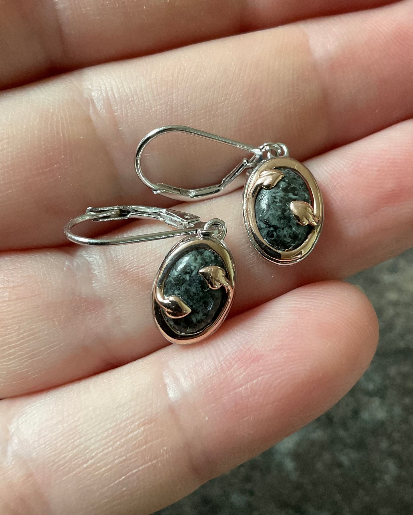 Clogau Heart of Wales Preseli Bluestone drop earrings in silver and rose gold