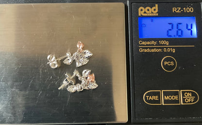 New! Clogau Awelon Peridot drop leaves earrings in silver and rose gold