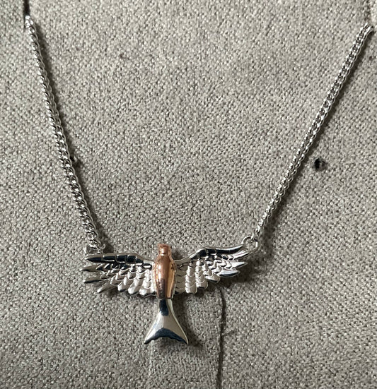 Clogau Red Kite necklace 18” in silver and rose gold