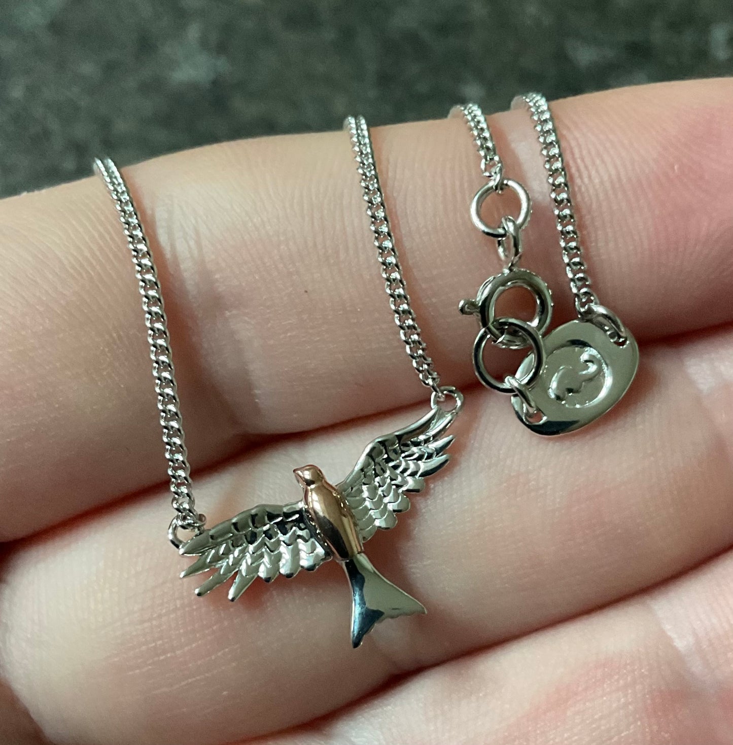 Clogau Red Kite necklace 18” in silver and rose gold