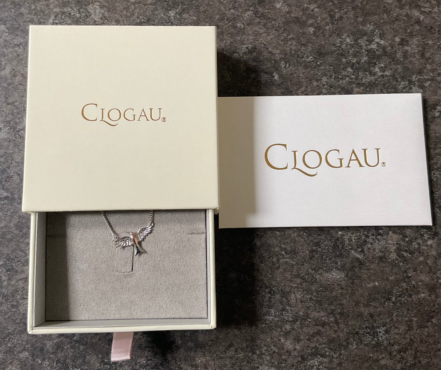 Clogau Red Kite necklace 18” in silver and rose gold