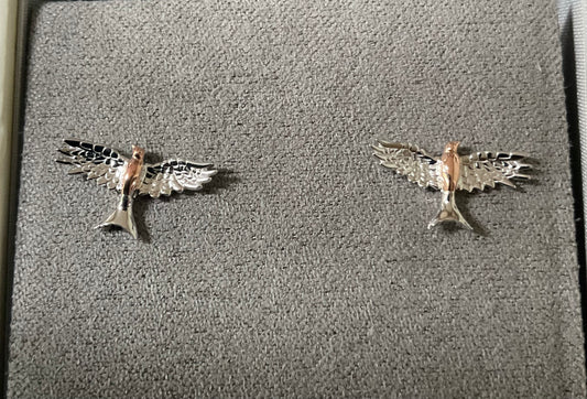 Clogau Red Kite stud earrings in silver and rose gold