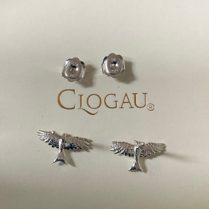 Clogau Red Kite stud earrings in silver and rose gold