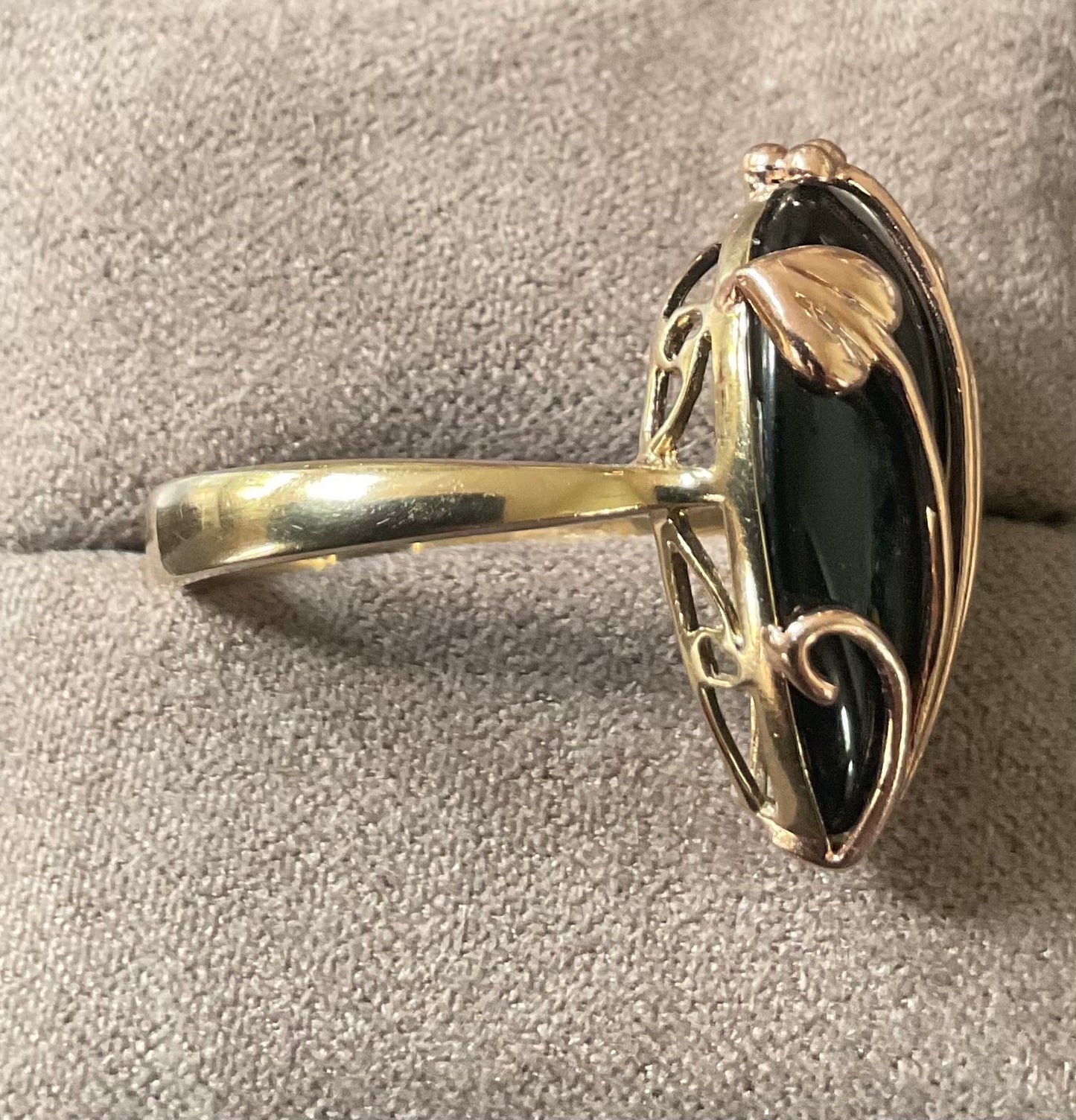 Clogau Vintage 9ct ‘Nightfall’ Black Onyx ring size O yellow and rose gold 4.9g