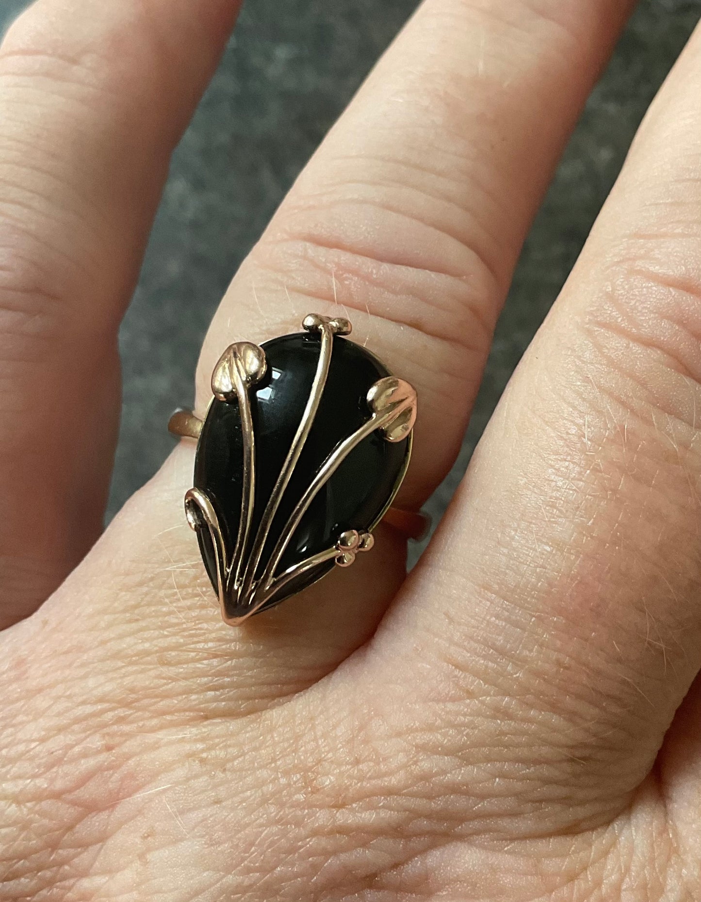 Clogau Vintage 9ct ‘Nightfall’ Black Onyx ring size O yellow and rose gold 4.9g