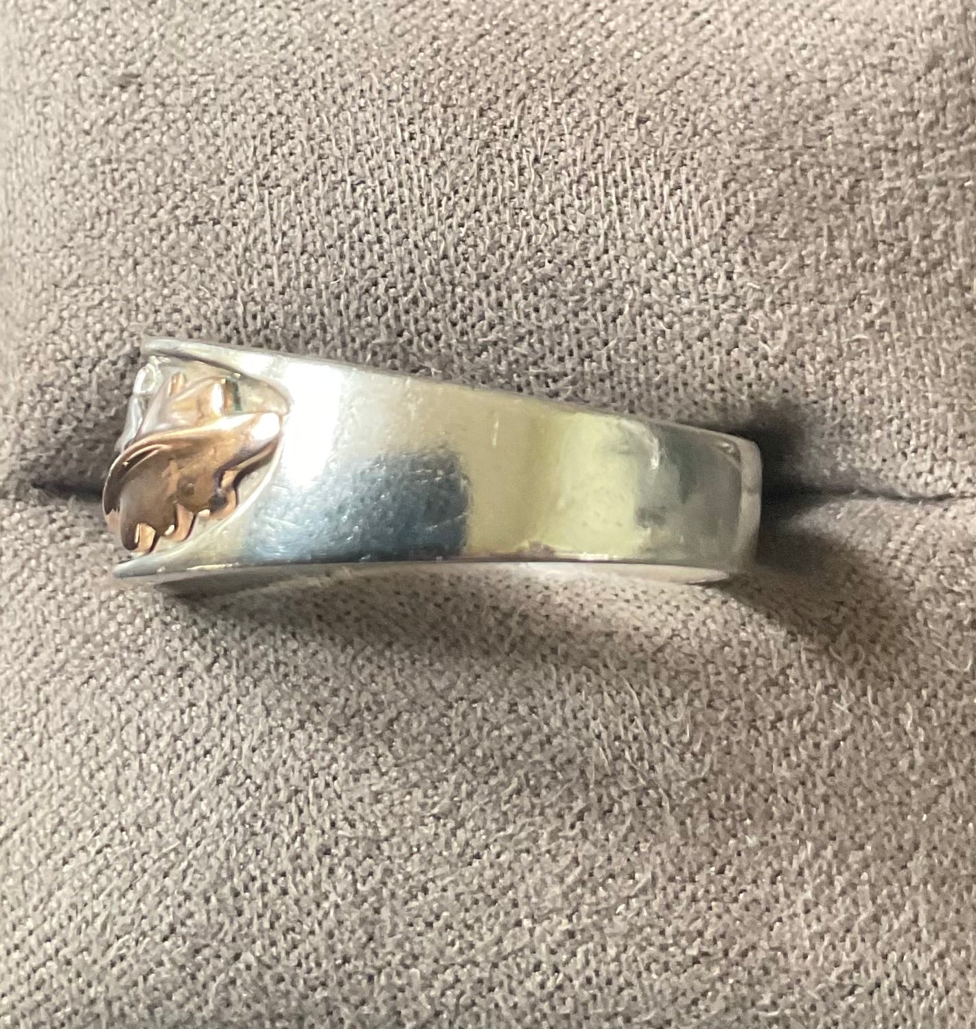 Unisex Clogau Royal Oak wide inlay band ring size R silver and rose gold 6.78g