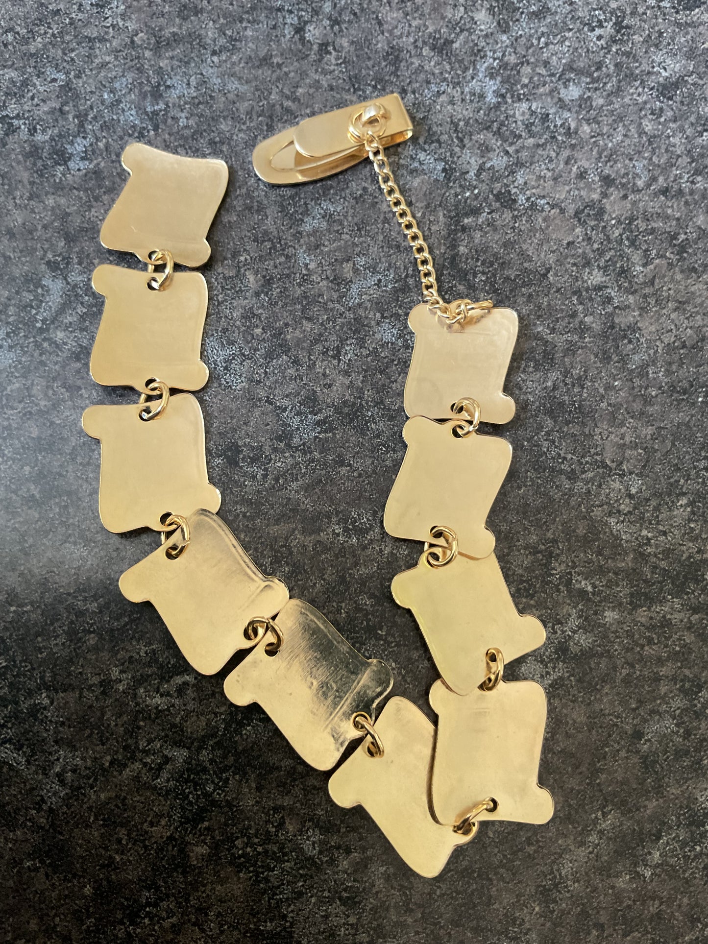 Vintage 10 Ten commandments gold tone pocket watch chain fob articulated religious jewellery