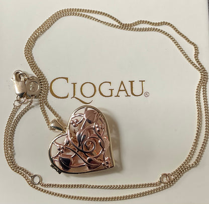 Clogau 9ct Fairy Heart Locket necklace 18-22” in yellow and rose gold RRP £1,100