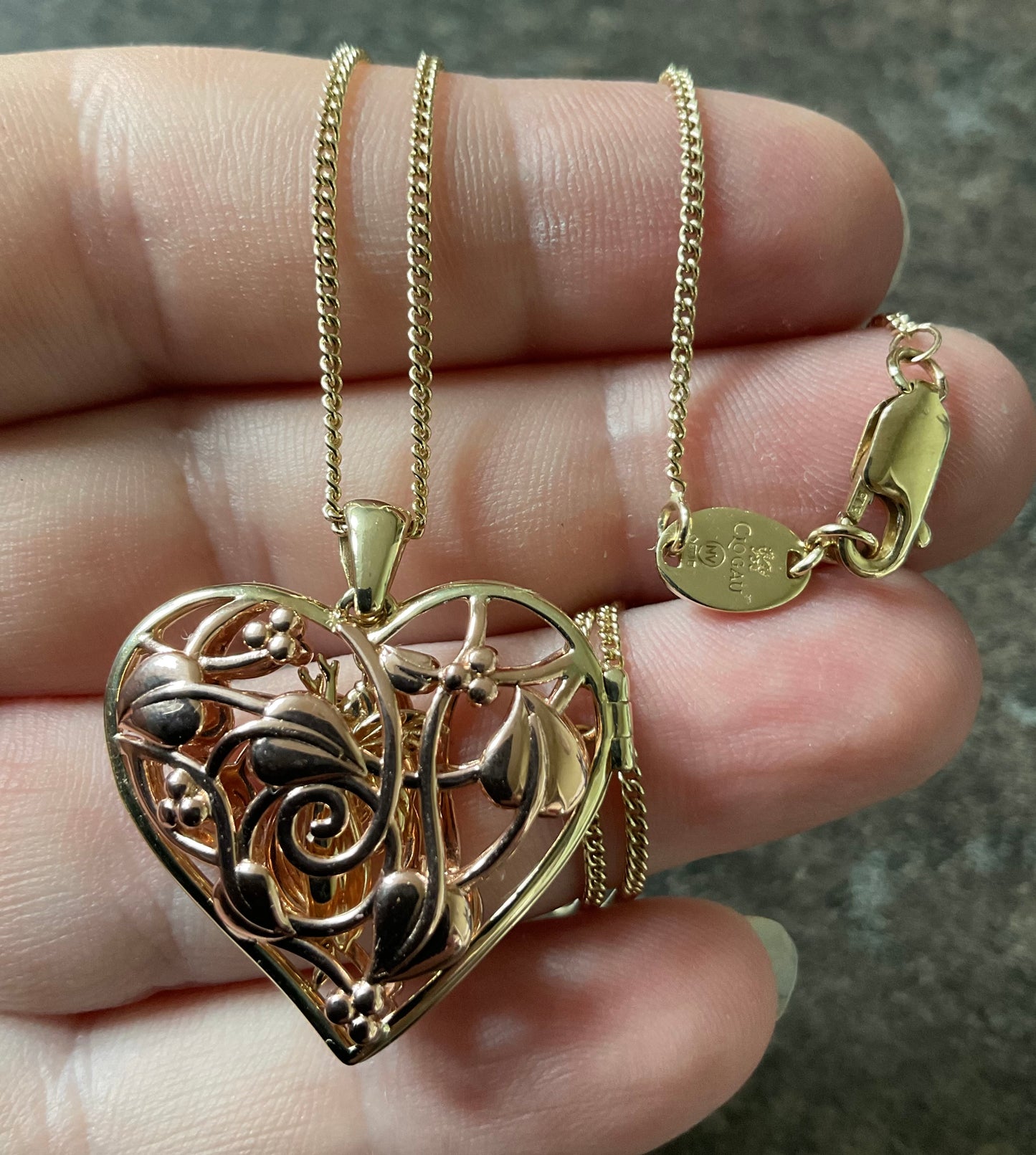 Clogau 9ct Fairy Heart Locket necklace 18-22” in yellow and rose gold RRP £1,100