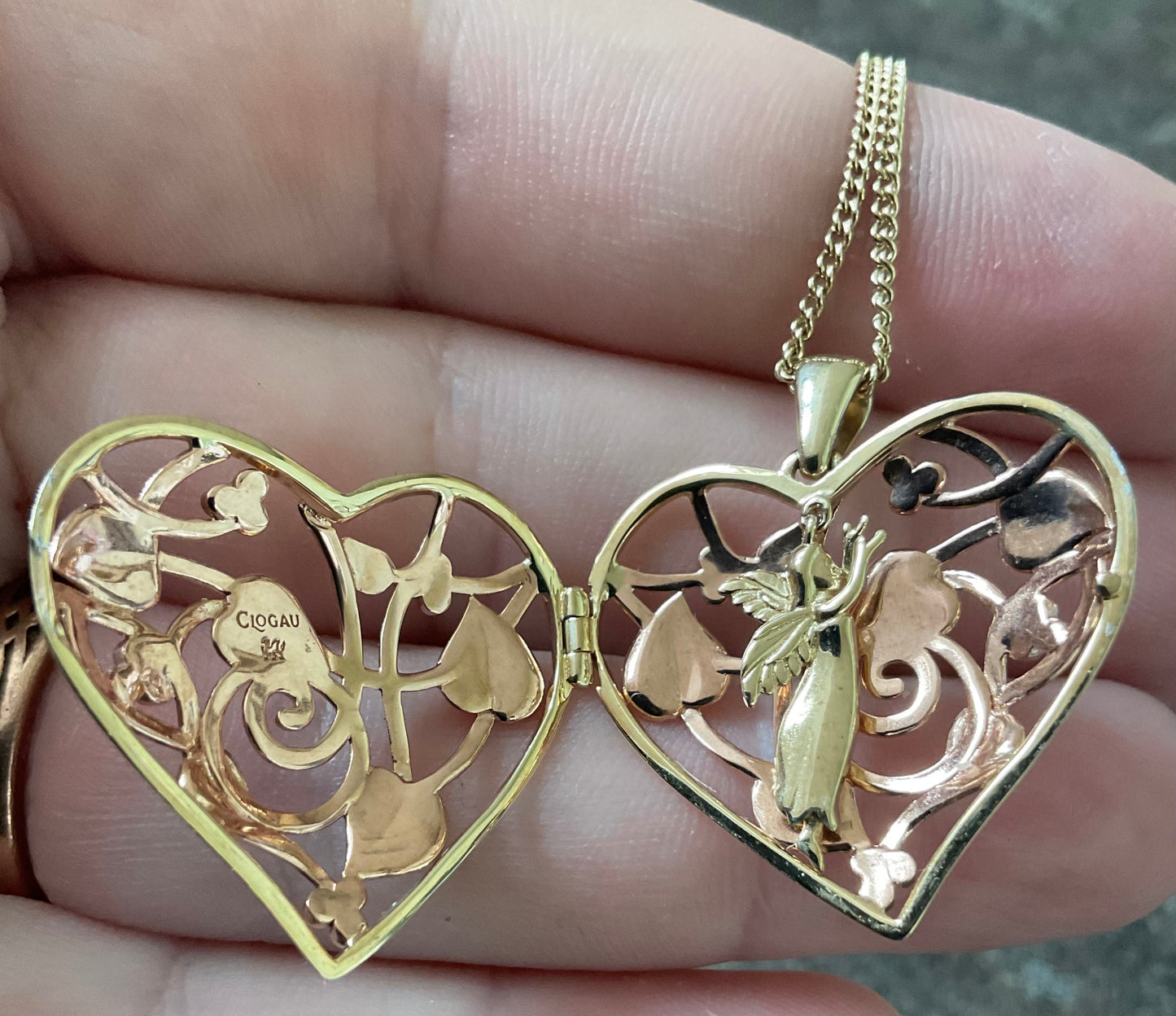 Clogau 9ct Fairy Heart Locket necklace 18-22” in yellow and rose gold RRP £1,100