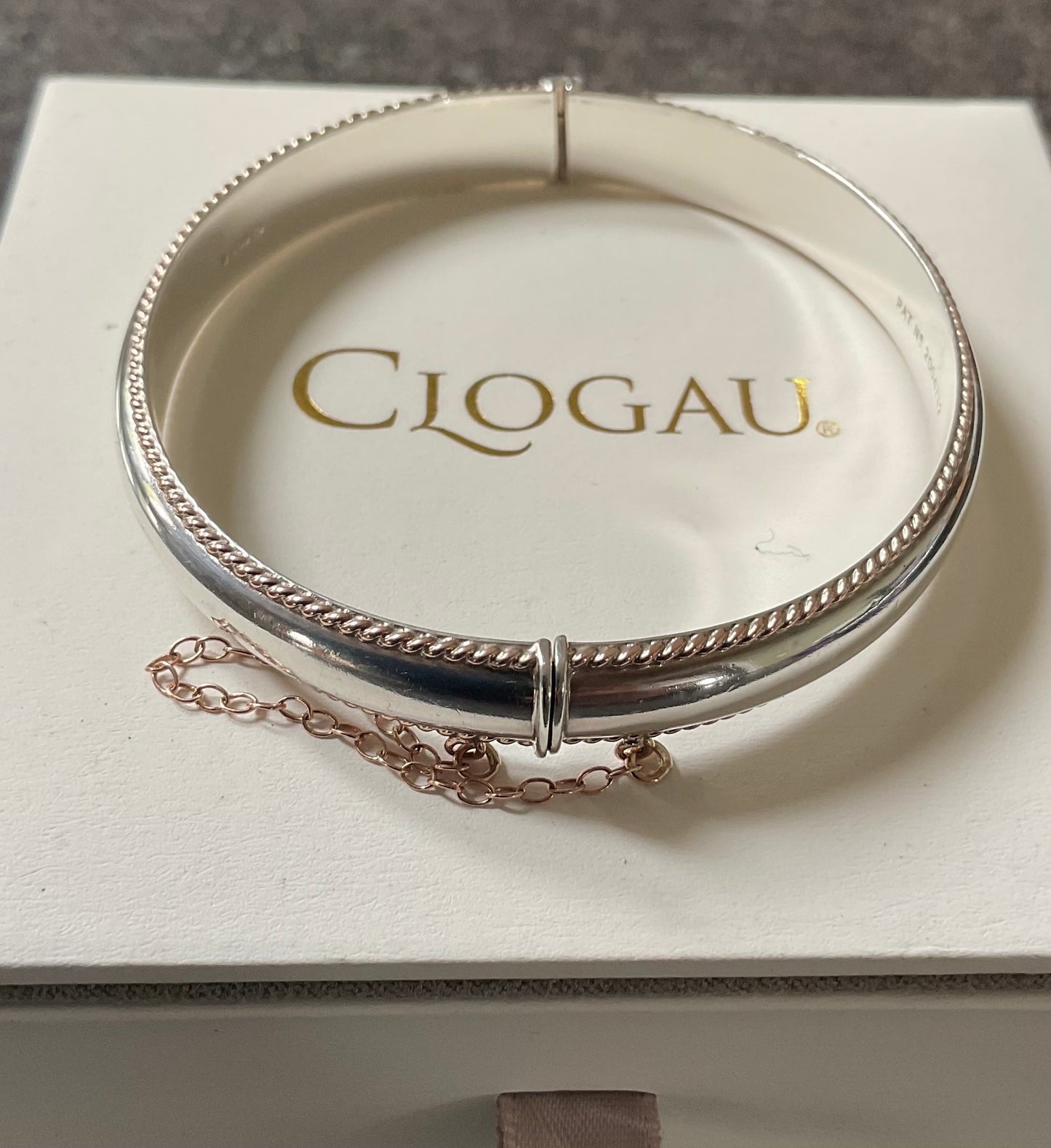 Vintage Clogau Princess Bangle in silver and rose gold 1998 hallmark 14.28g