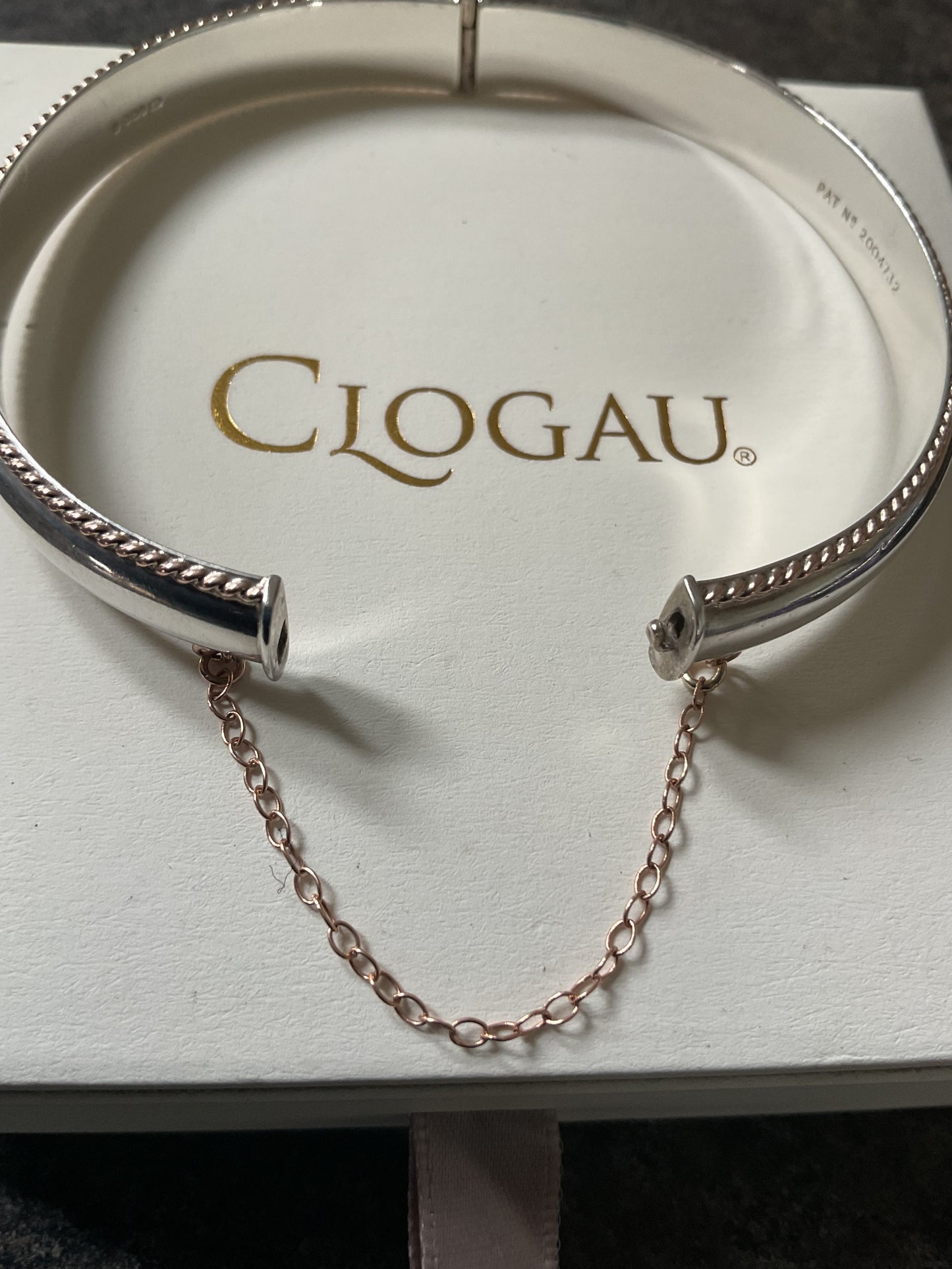 Vintage Clogau Princess Bangle in silver and rose gold 1998 hallmark 14.28g
