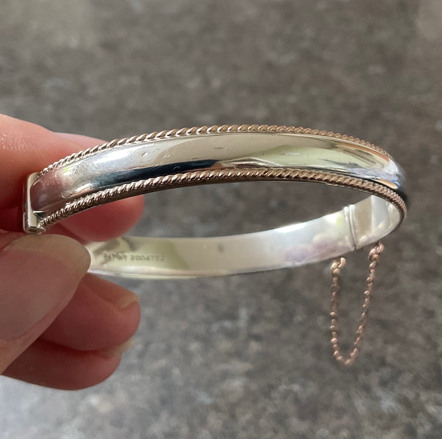 Vintage Clogau Princess Bangle in silver and rose gold 1998 hallmark 14.28g