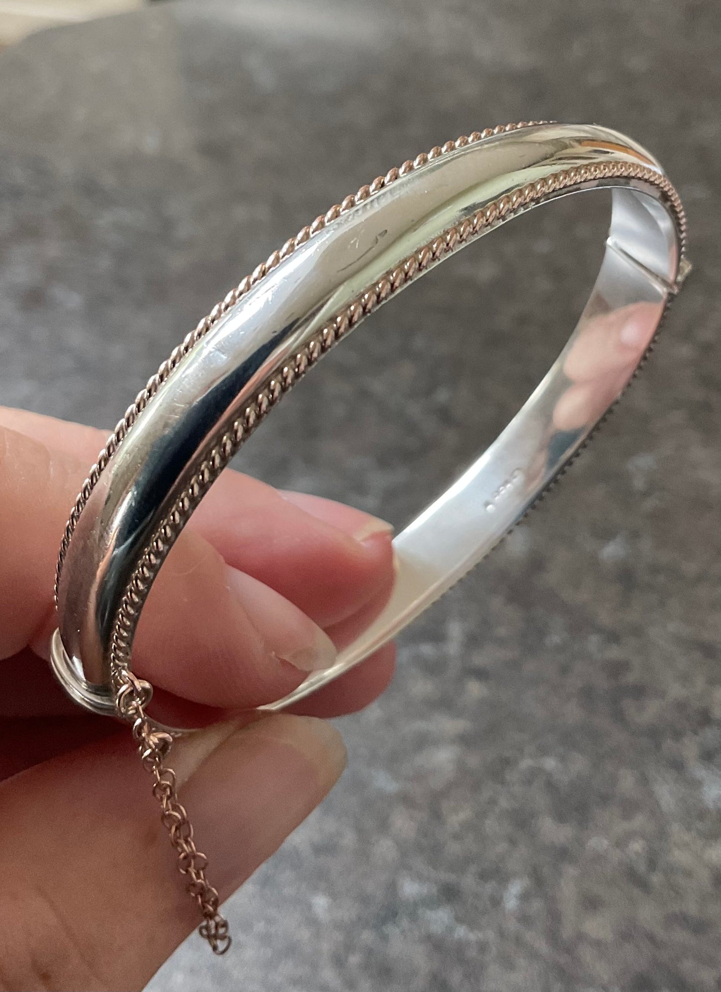 Vintage Clogau Princess Bangle in silver and rose gold 1998 hallmark 14.28g
