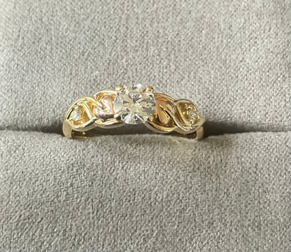 Clogau 18ct Fairtrade gold engagement ring with 0.5ct Lab grown Diamond size O yellow and rose gold RRP £2070