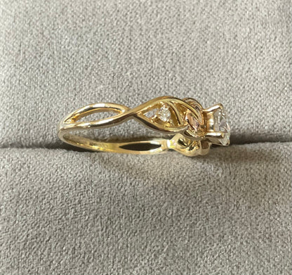 Clogau 18ct Fairtrade gold engagement ring with 0.5ct Lab grown Diamond size O yellow and rose gold RRP £2070