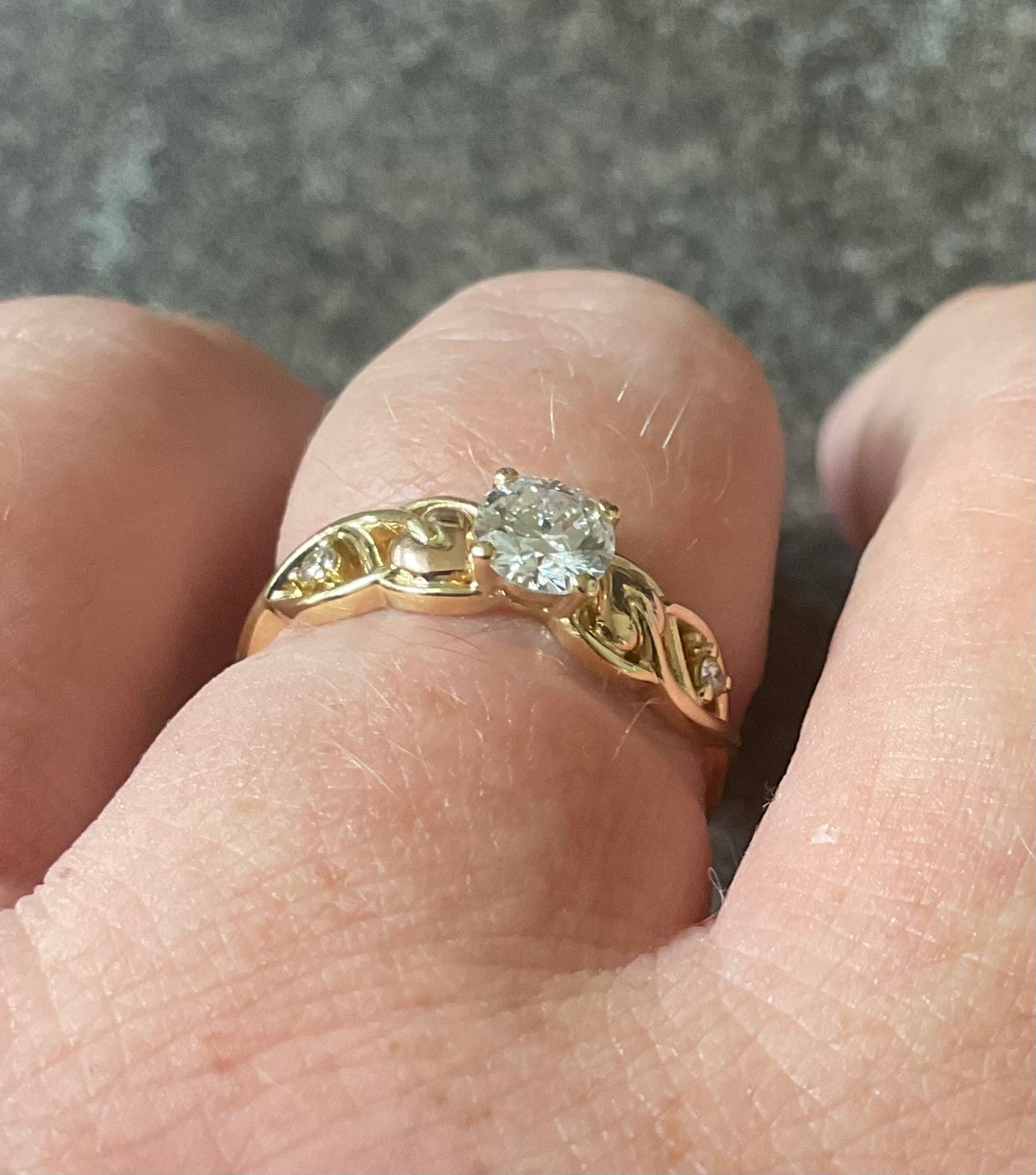 Clogau 18ct Fairtrade gold engagement ring with 0.5ct Lab grown Diamond size O yellow and rose gold RRP £2070