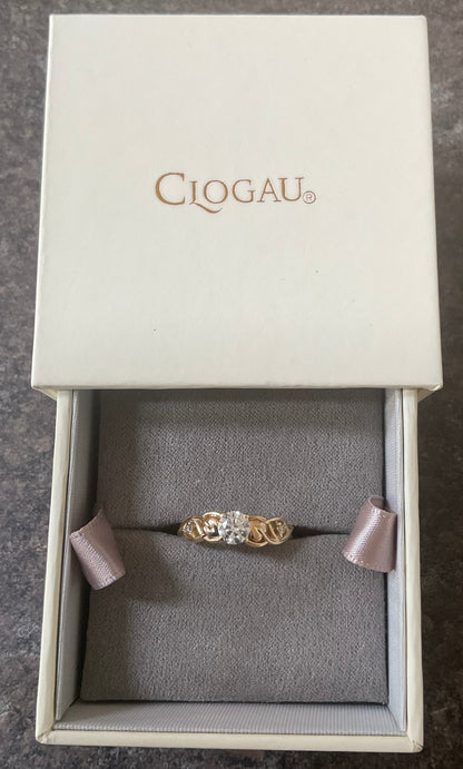 Clogau 18ct Fairtrade gold engagement ring with 0.5ct Lab grown Diamond size O yellow and rose gold RRP £2070
