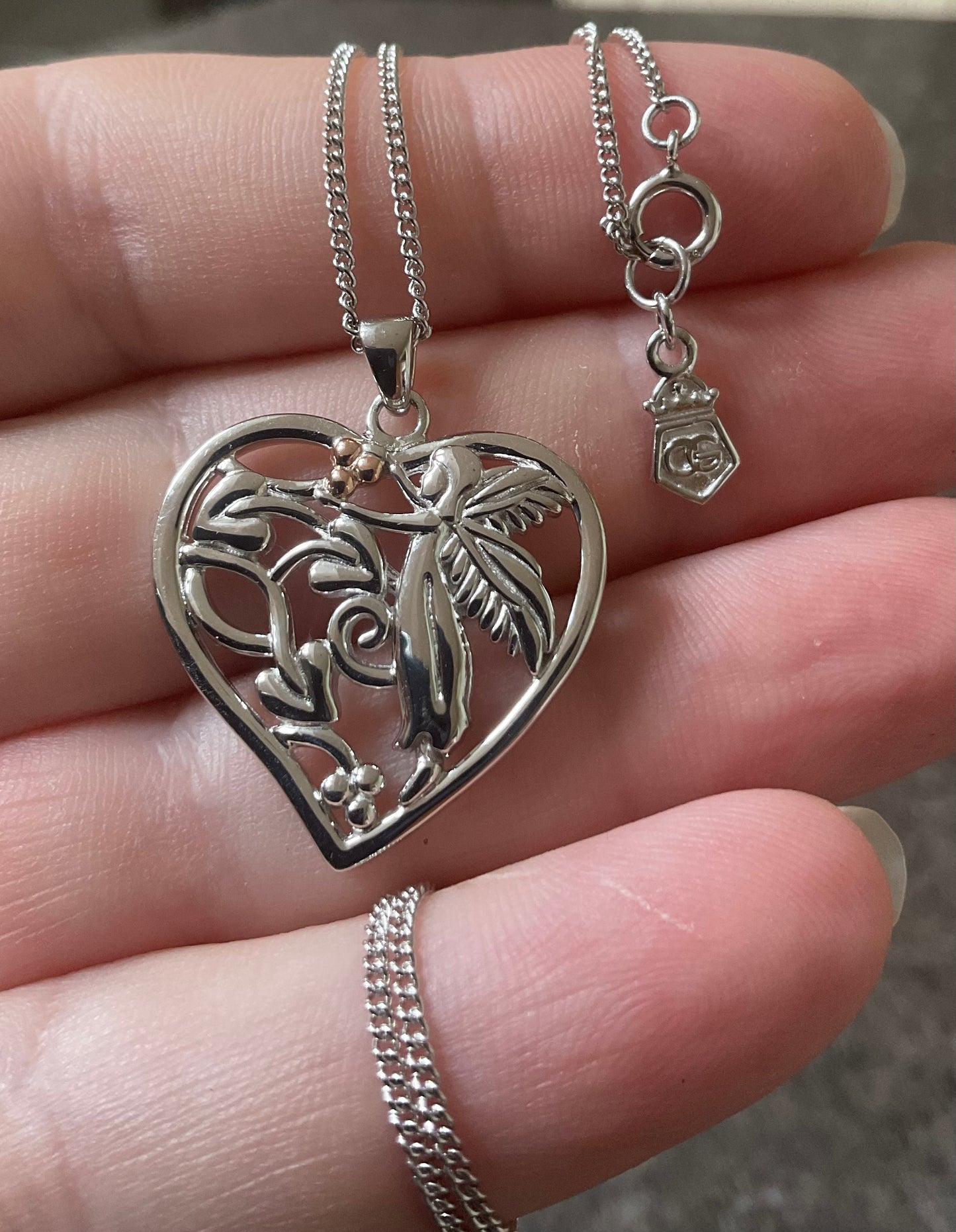 RARE Clogau Fairy Heart Tree of Life pendant necklace 16-18” silver and rose gold