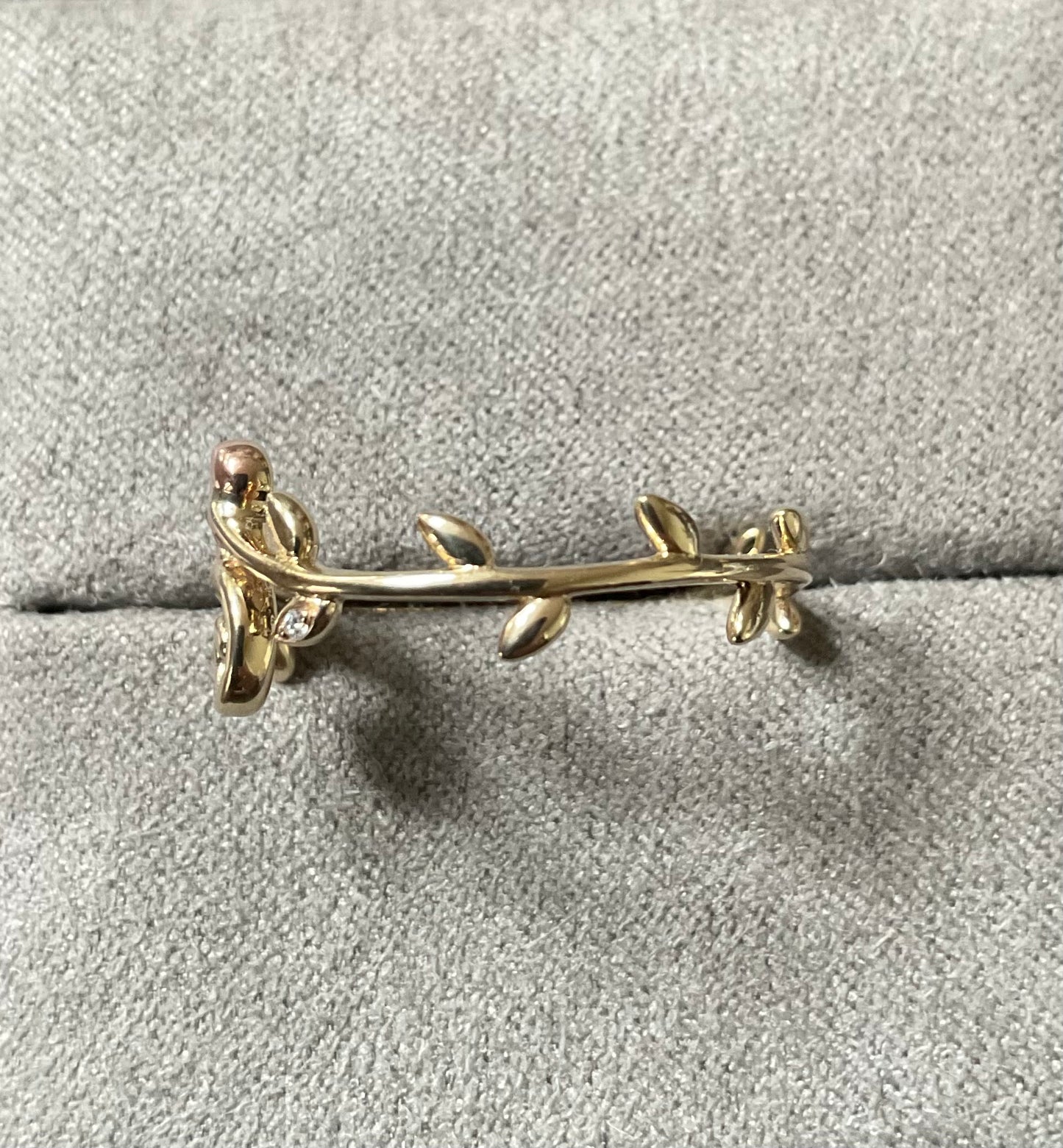 Clogau 9ct Tree of Life Vine ring with Diamonds yellow and rose gold size T