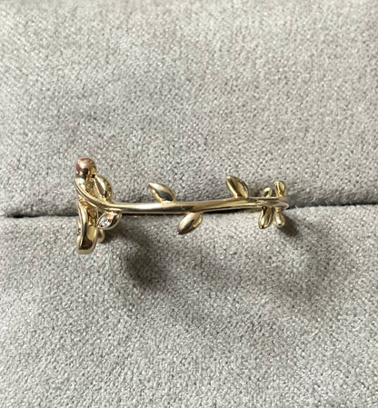 Clogau 9ct Tree of Life Vine ring with Diamonds yellow and rose gold size T